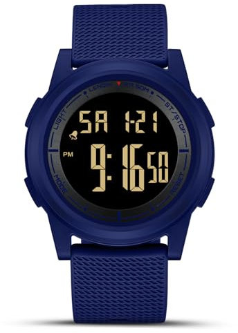 HANPOSH Uhren Herren Digital Herren Uhr 3ATM Wasserdicht Sport Armbanduhr mit Wecker, Stoppuhr, Countdown, Duale Zeitzone, Kalender