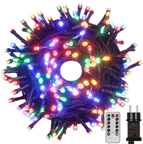 Tacobey LED Lichterkette Weihnachtsbaum Außen Innen mit Fernbedienung, 20M 200 LED Weihnachtsbeleuchtung Außen Strombetrieben, Timer, 8 Modi, Wasserdicht Weihnachten Deko Lichterkette Bunt