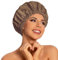 Reusable Shower Cap for Women, Large Waterproof Shower Bonnet Washable Elastic Band Bath Accessories Hair Hat for Long Hair, Braids(Brown)