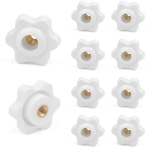 JJWNMLL 10PCS Clamping Screw Knob Star M4-outer Diameter 25 Thumb Bolts Thread Replacement Star Hand Knob Tightening, White Grip