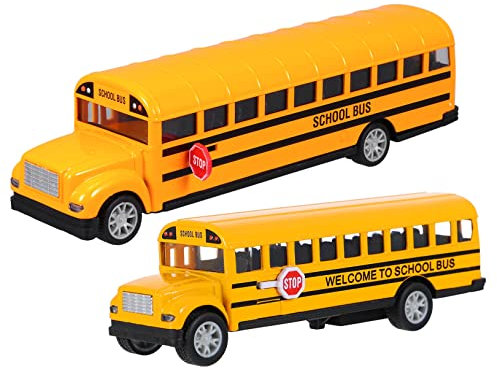 FELTECHELECTR 2st Schulbus-Modell Busspielzeug Für Kinder Im Alter Von 4-8 Jahren Bus Spielzeug Mini Auto Minispielzeug Für Mädchen Kinderautos Spielzeug Kreatives Spielzeug Gelber Bus Legierung