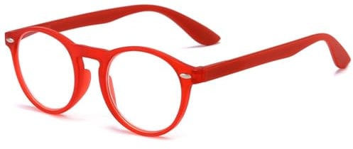 ABETOS Lesebrille Rund Damen Herren Mode Retro Runde Lesebrillen/Brillen mit Federscharnier Vollrandbrille Sehhilfe Lesehilfe, Rot+2.5
