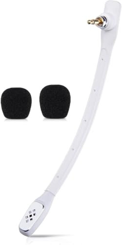 ZHHSUNY Astro A40 Mic Replacement, Replaceable noise cancelling 3.5mm Game Microphone Gooseneck Mic Boom for Lo-gitech Astro A40 TR A40TR Gaming Computer PC Headphones Headsets (White)