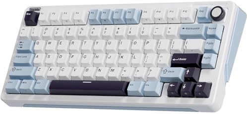 iLovBee B75 Wireless Mechanical Keyboard, Creamy 75% Percent RGB Gaming Keyboard with Knob, Bluetooth/2.4GHz/USB Wired Hot Swappable Keyboards, Gasket Mounted PBT Keycaps, Pre-Lubed Linear Switches