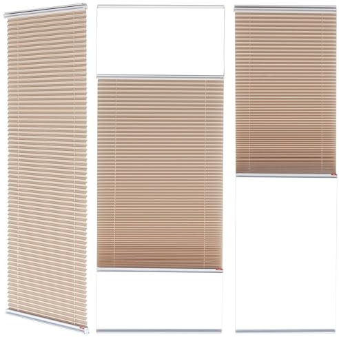 Brillant® Premium Plissee ohne Bohren zum Kleben, Plisseerollo mit Aluminium-Klebeleiste | Sonnenschutz & Sichtschutz für Fenster & Balkontür | Beige - Sand | 80x130 cm (BxH)