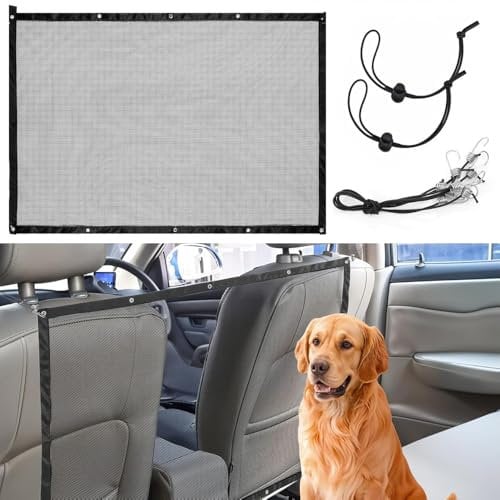 Car Dog Barrier for Mini One 3-Door Cooper S R53 2001-2006 Dog Guard for Car Boot Vehicle Pet Barrier Backseat Mesh Dog Car Divider Net with Adjusting Rope and Hook