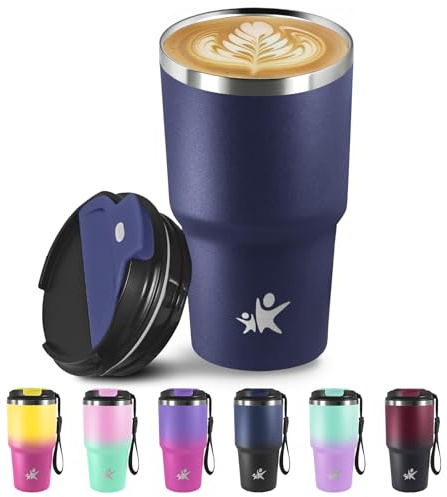 Grsta Tazza Termica 20oz, Termos Caffè, Bicchiere Termico con Coperchio a Prova di Perdite, Tazza da Viaggio, Ermetica Portatile, Travel Tumbler Per Caffè Caldo e Freddo, Acqua e Tè