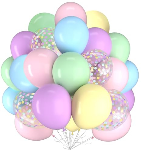 Luftballons Pastell, 62 Stück Helium Luftballon Pastellfarben mit Ballons Rosa Blau Lila Gelb Grün, 12 Zoll Bunte Latex Luftballons für Geburtstag Verlobung Hochzeit Babyparty Brautparty Feier Deko