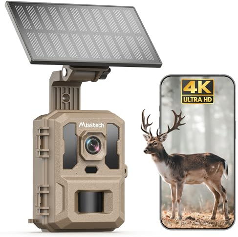 Misstech 4K UHD Solar Trail Camera, Clear Night Vision for Garden Animals | 0.1s Motion-Activated Detection for Yard Outdoor, 4K/64MP, No Monthly Fee, App Control, IP66, Local Storage Wildlife Camera