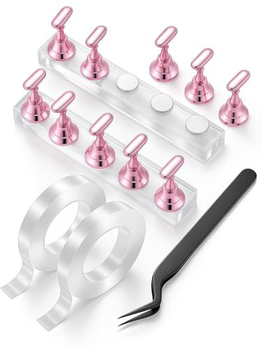 Xanthelle Nail Stand Set, Acrylic Nail Stand for Nail Art Practice & Display, Complete Nail Accessories Kit with Tweezers & Tape, Holder for False & Press On Nails