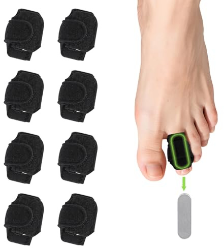 8stk Hammerzehen-Korrektor für Damen und Herren, Zehenglätter Schienen Bandagen zur Unterstützung von Gebogenen Gekrümmten Krummen und Gebrochenen Zehen (Schwarz)