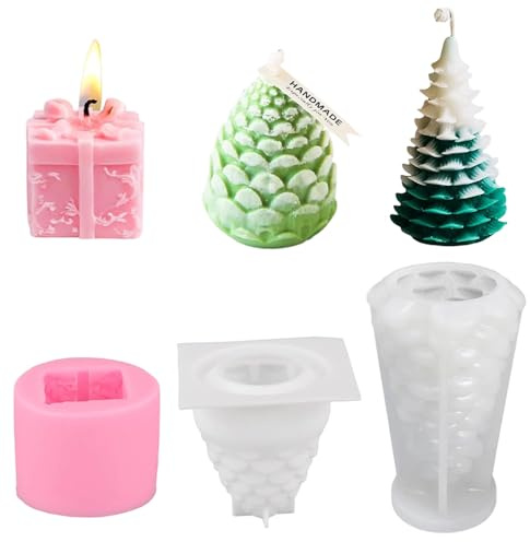 Mineup 3 Formen für Christbaumkerzen, Silikon, Kerzengießer, DIY, Silikon Kerzengießer Duftkerzen Ornamente Geschenke