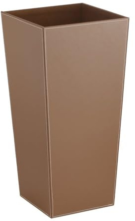 Paragüero cuadrado de poliéster y símil piel marrón de 26x26x55 cm | Interior forrado y diámetro de base de 20 cm. Perfecto para mantener el recibidor ordenado y tus paraguas listos para usar.