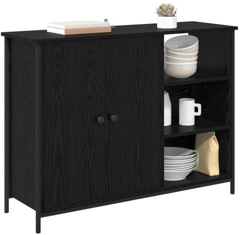 vidaXL Sideboard Schwarz Eichen-Optik 100 x 33 x 75 cm Holzwerkstoff