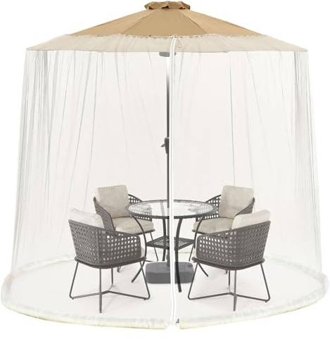 Morbuy Patio Umbrella Mosquito Net for Sun Umbrella, Garden Umbrella Mosquito Net Cantilever Parasol Cover for Poolside, Deck, Patio and Balcony