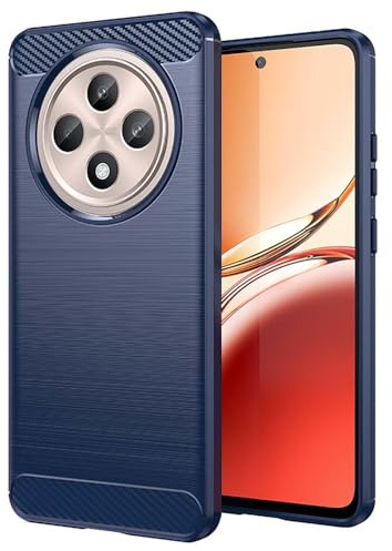 Techsuit für Oppo Reno12 F Reno12 FS Hülle mit Soft Touch, Stoßfest, Kameraschutz, Erhöhte Kanten, Luftkissen Ecken, Anti Fingerabdruck, Flexibel, Carbon Silicone Series, Blau