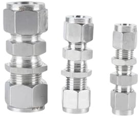 1pc 304 Double Ferrules Hydraulic Pipe Fitting Compression Straight Union Bulkhead for 3/8 Plumbing Fittings