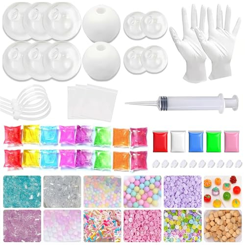 Joygoodta DIY-Set zum Herstellen von Stressbällen, Flexible, Leere Stressballhaut mit Steckern, Kabelbindern und Füllstoffen, lustiges Bastelset für Kinder und Erwachsene