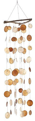 HAB & GUT -HA0P1- Windspiel BEIGE BRAUN, Perlmutt, 87 cm, Fensterschmuck, Mobile für Fenster, Wand, Zimmer, Terrasse und Balkon
