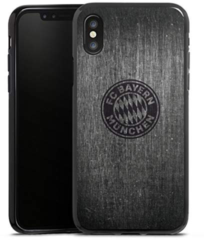 Silikon Hülle kompatibel mit Apple iPhone X Case schwarz Handyhülle Metallic Look FCB FC Bayern München