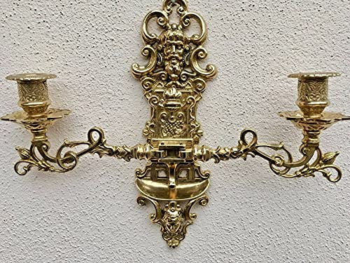 mehrarmig Kerzen Kerzenhalter aus brüniertem Messing Barock Wandkerzenhalter Messing Gold 2 Armig Wandaplike Wandleuchter Antik