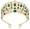 Vofler Tiara, Gold Crown Baroque Vintage Headband Crystal Green Rhinestone Emerald Hair Jewelry Decor for Women Bride Wedding Pageant Halloween w/Comb