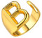 GoldChic Damen Ring Verstellbarer Initiale B Alphabet Ring Kupfer B Buchstaben Fingerring für Damen/Herren Verlobungsring Ehering Ringgröße 51.8（16.5）- 62.1（19.8）