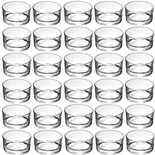 GOLDEAL 30 PCS Small Clear Glass Tealight Candle Holders,Tealight Holders Bulk Use for Weddings Parties Dinner,for 1.5 Tealight. as Well as Candle Mould…