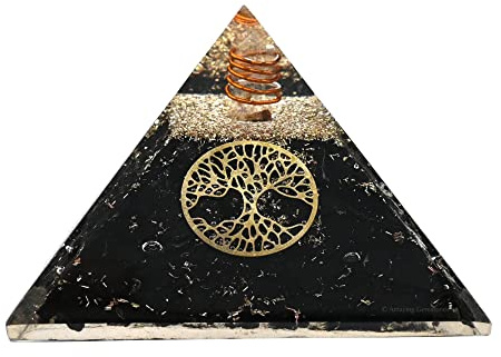 Grande pyramide d'orgone | Cristal de pyramide de tourmaline noire | Pyramide Orgonite Arbre de Vie | Guérison par l'énergie positive des pyramides d'organes.