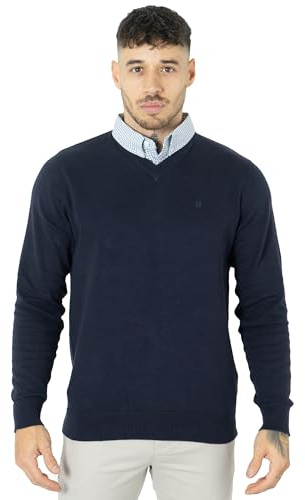 NOROZE Men's Jumper Mock Collar Knitted V-Neck Plain Classic Sweater Pullover Knitted Sweatshirt UK Sizes S-4XL