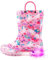 Hugrain Stivali da pioggia luminosi per bambini piccoli, Unicorno Rosa Verde, 3 Big Kid