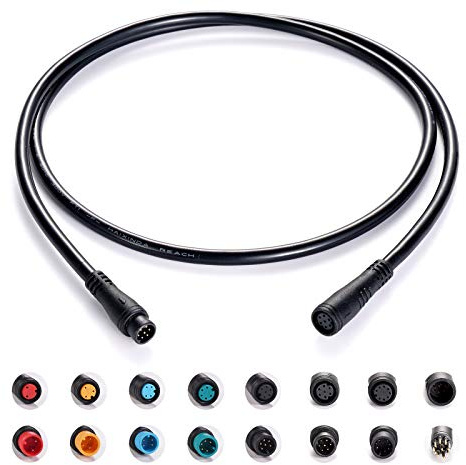 baluoqi Extension Cable 2Pin/3Pin/4Pin/5Pin/6Pin/7Pin/8Pin/9Pin Waterproof Plug Works for Electric Bicycle Light/Throttle/Ebrake/Display Ebike Parts Extend Cable (7pin 80cm)