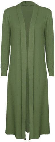 Urban Fashion Ladies Maxi Long Length Boyfriend Women Cardigan Collared Top Long Full Sleeve Floaty Duster Jacket Coat Blazer (Khaki, Numeric_14)
