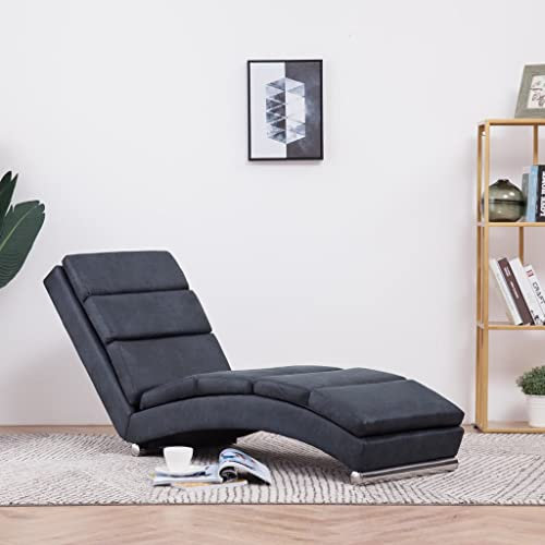 Relaxliege mit rückenlehne Liegestuhl Wohnzimmer Ergonomisch Design Liege Relax Holiday Loungesessel Liege Modernem Liegesessel Grau Wildleder-Optik 155 x 51 x 71 cm