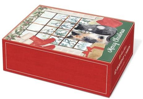 PUNCH STUDIO Weihnachtskarten mit Katzen-Motiv, 12 Stück (46798)