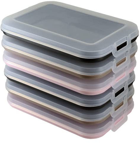 Engelland 6er Set Aufschnitt-Dosen mit integrierter Servierplatte, Frischhaltedose, Aufbewahrungsbox, Lebensmittelbehälter, Aufschnitt-Box, stapelbar, BPA-frei, Küchenbedarf, Kunststoff bunt