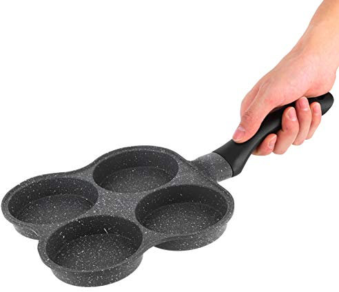 Spiegeleipfanne, 4 Loch Pancake Pfanne, Spiegeleierformen für die pfanne Kitchen Utensil Omelett Pfanne Burger Maker mit Abnehmbarer Griff für Elektrischer Keramikherd