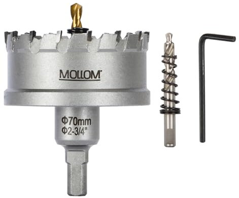 Mollom (70mm | 2-3/4'') Seghe a tazza in carburo pesante con 2 punte pilota, taglia acciaio inossidabile, acciaio dolce, ferro, rame, ottone, plastica