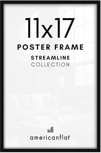 Americanflat 11x17 Picture Frame with Polished Plexiglass - Streamline Collection - Thin Border Picture Frame for Wall Display - Hanging Hardware Included - Black