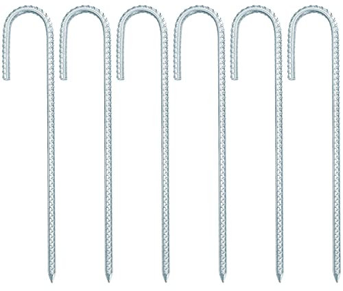 6 Stück Bodenanker Trampolin, 12 Zoll Erdanker, Boden Heringe Haken Erdnägel, Erdspieß Bauanker Nagel Zeltnagel, Boden Zeltheringe für Netz, Zelte, Zäune, Burgen