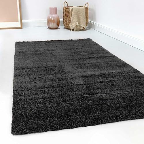 Esprit Home, Moderner Kurzflor Teppich - Läufer für Wohnzimmer, Flur, Schlafzimmer, California (160 x 225 cm, anthrazit)