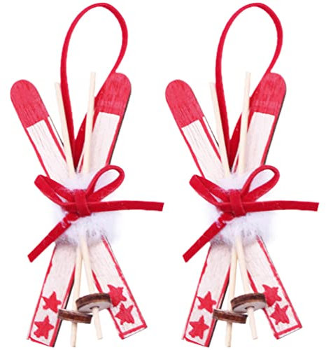 PRETYZOOM 2 Stücke Weihnachtsschlitten Ornament Miniatur Holz Ski Schnee Schlitten Hängende Anhänger Urlaub Schlitten Geschenkanhänger Winter Schnee Dekor für Kaminsims Tür Bücherregal