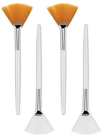 Sibba Lot de 4 Pinceaux pour le Visage Pinceaux en éVentail Pinceau Applicateur D'Acide Pinceau Maquillage avec Manche Plastique Transparent Outils D'Application Boue et la CrèMe Visage (4 PièCes)