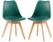 EGGREE 2er Set Esszimmerstühle mit Massivholz Buche Bein SGS Geprüfter, Skandinavisch Design Gepolsterter aus PU-Leder Küchenstuhl Essstühle, Dunkelgrün