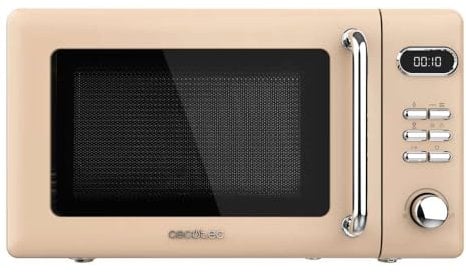 Cecotec Forno a Microonde Digitale con griglia da 20 litri Proclean 5110 Retro Beige. 700 W in 5 livelli, timer fino a 60 minuti, 8 programmi e modalità sbrinamento, design vintage in beige