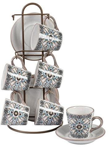 Baroni Home Set da 6 Tazzine Decorate Linea Noto, 15x13x29 cm