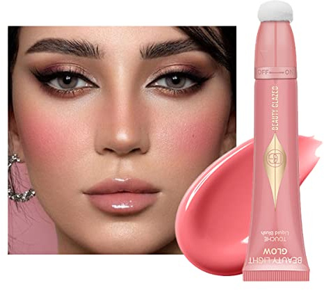 Beauty Blush Pen,Liquid Blush Stick mit Schwammspitze,Matte Face Blush,Natural Silky Smooth Creamy Liquid Blush Wand, Lightweight Long Lasting Blush Stick für Wangen und Lippen (Blush#02)