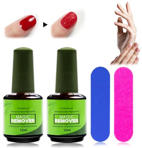 Professional Nail Product Remover, 2 Stücke Nagellackentferner für Gelnägel, Gel Nagellack Entfernung, Shellac Entferner, Gelnagel Entferner, Gel Nail Polish Remover für Nail mit Nagelfeile (#1)