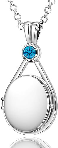 VICKWOOD h2o Plötzlich Meerjungfrau Kette h20 Medaillon mit 5A Zirkonia in Weiß/Pink/Gelb Personalisierte Amulett für Bilder Geschenk für Frauen zum Geburtstag (5A Silber_Blau)