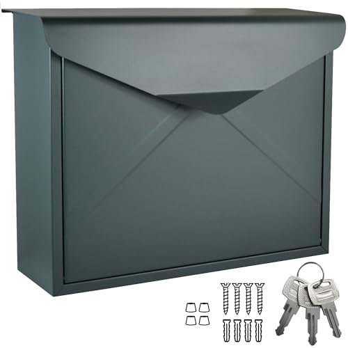 ALSTEN TECH Boîte aux lettres murale design sans porte-journaux - Gris anthracite mat RAL 7016 - Convient pour A4/C4